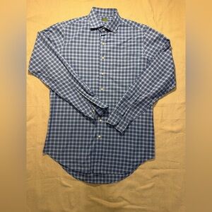 Sid Mashburn Shirt Mens Medium Regular  Blue Plaid Long Sleeve Button Up Adult